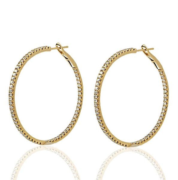 "EARR00837" Round Diamond Hoops in 18K Rose Gold