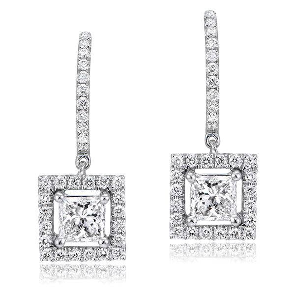 "EARR00838" Diamond Dangle EarringsIn 18k White Gold