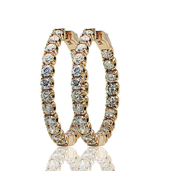 "EARR00852" 18K Rose Gold Diamond Hoops