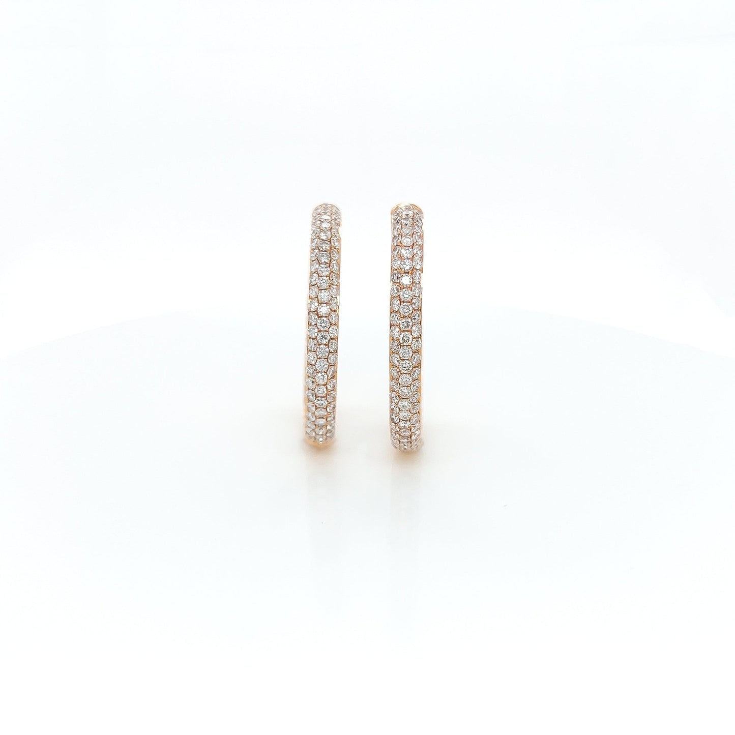 5.42 Carat Oval Hoop Diamond Earrings in 18K Rose Gold