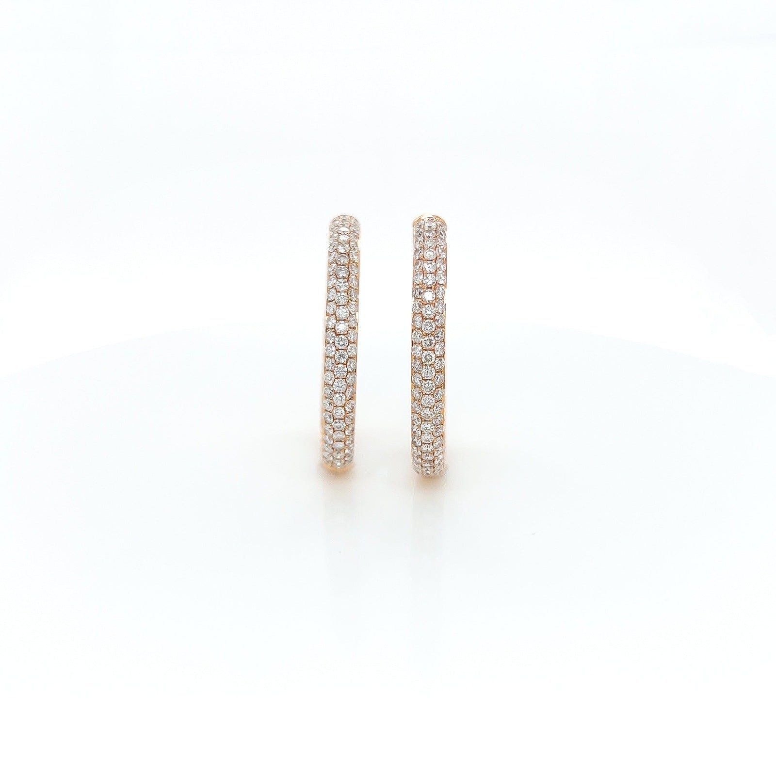 5.42 Carat Oval Hoop Diamond Earrings in 18K Rose Gold