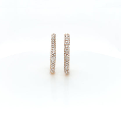 5.42 Carat Oval Hoop Diamond Earrings in 18K Rose Gold