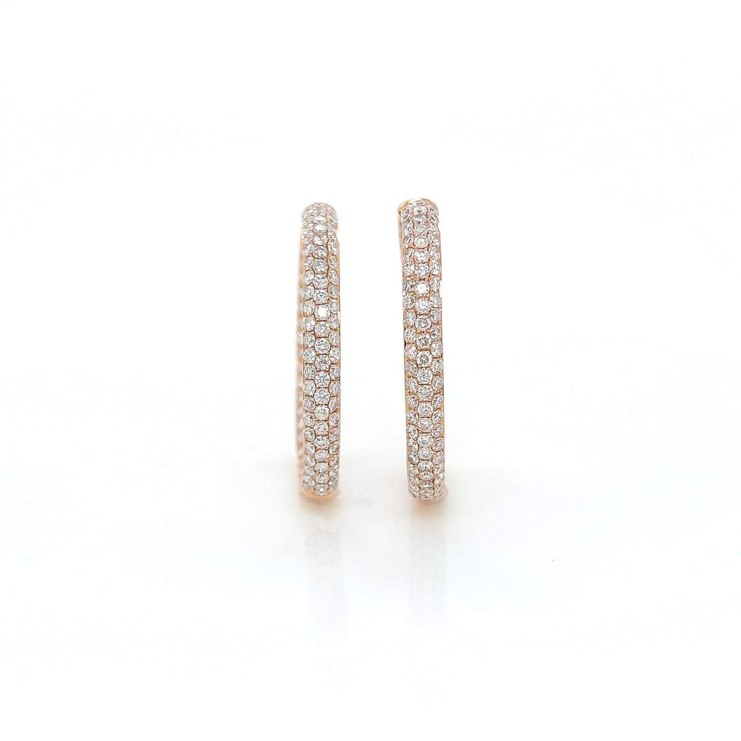 5.42 Carat Oval Hoop Diamond Earrings in 18K Rose Gold