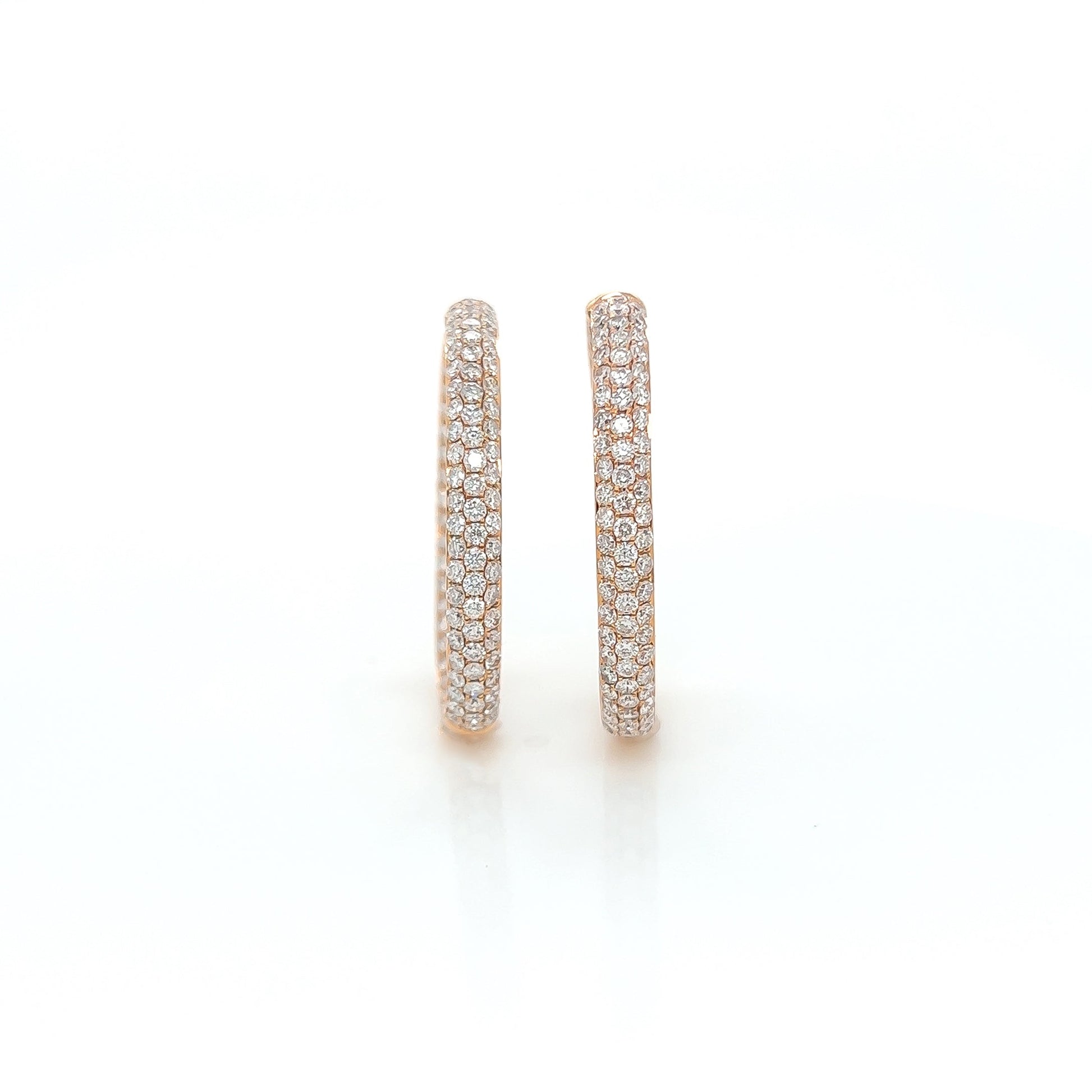 5.42 Carat Oval Hoop Diamond Earrings in 18K Rose Gold
