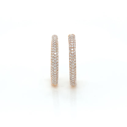 5.42 Carat Oval Hoop Diamond Earrings in 18K Rose Gold