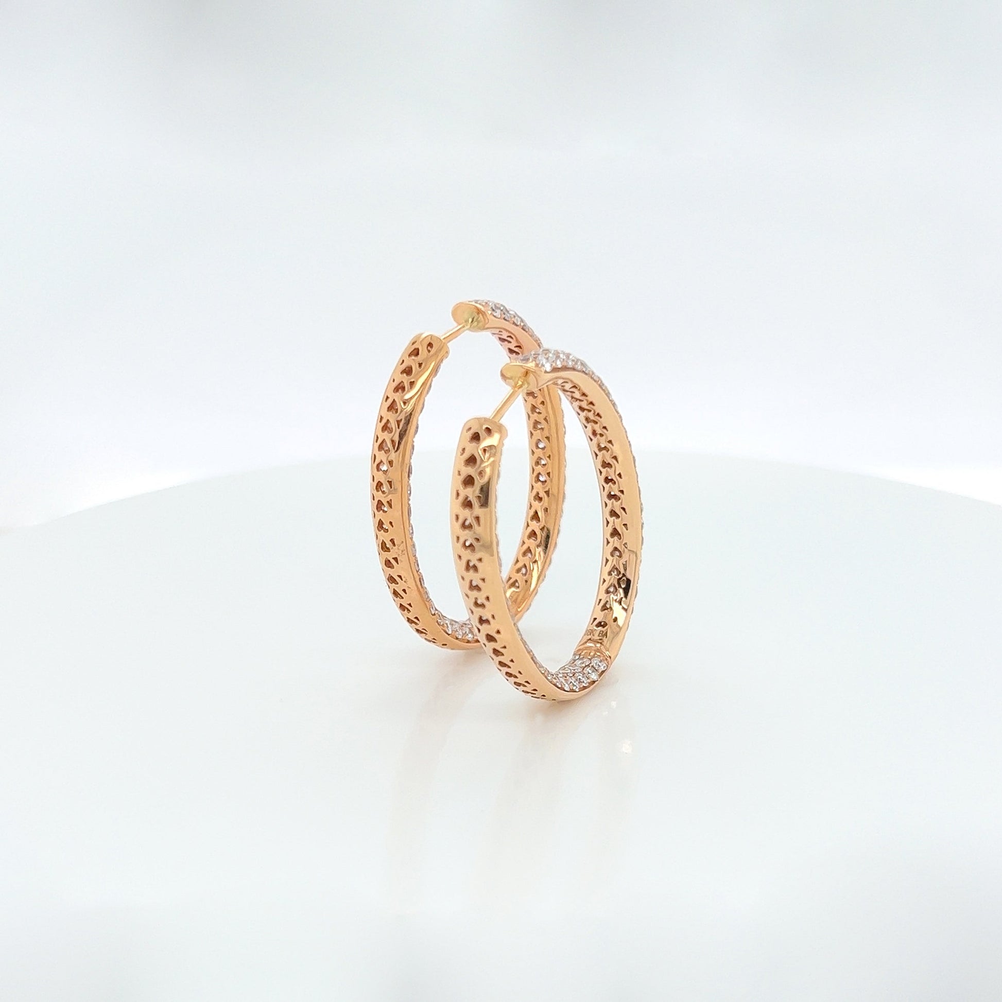 5.42 Carat Oval Hoop Diamond Earrings in 18K Rose Gold