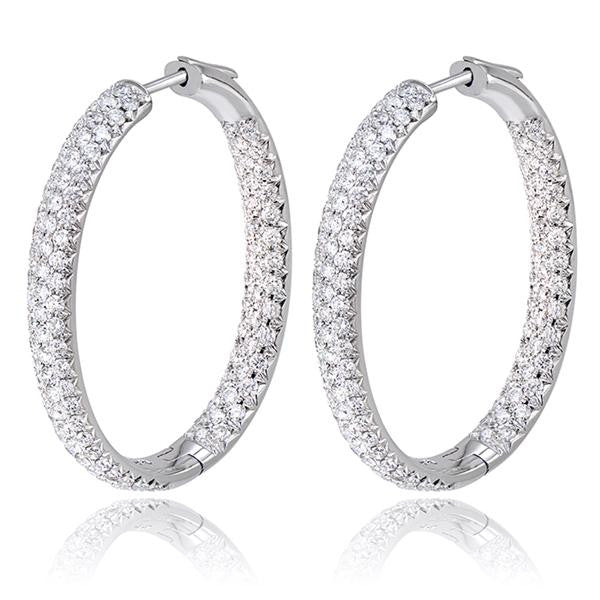 "EARR00863" Diamond Hoop Earrings In 18k White Gold EARR00863