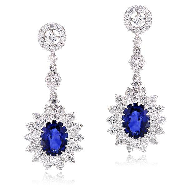 "EARR00897" Sapphire And Diamond Earrings In 18k White Gold