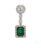 8.47 Total Carat Emerald and Diamond Drop Earrings in 18K White Gold