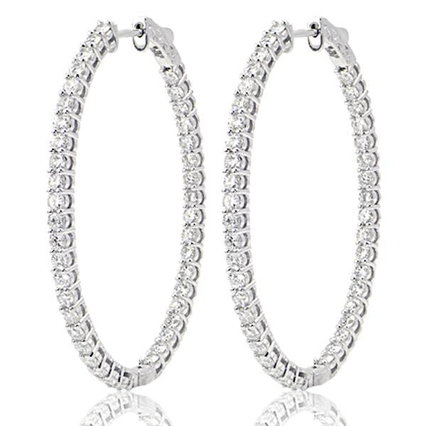 "EARR01020" Oval Shape Pave Diamond Hoop Earrings