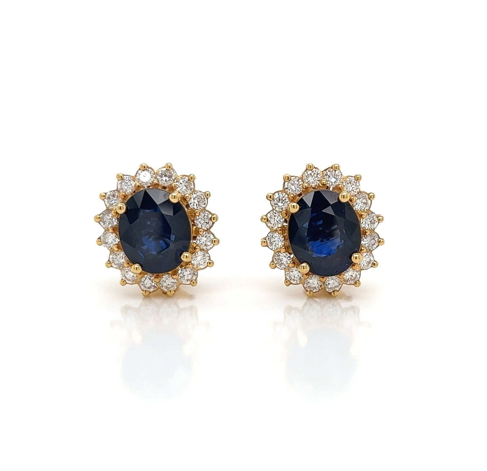 10.63 Total Carat Victorian Style Sapphire and Diamond Earrings in 18K Gold
