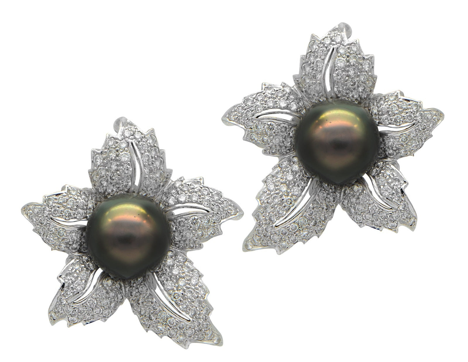 "EARR01155" Tahitian Black Pearl Earrings with Convertible Post for Clip On Wear