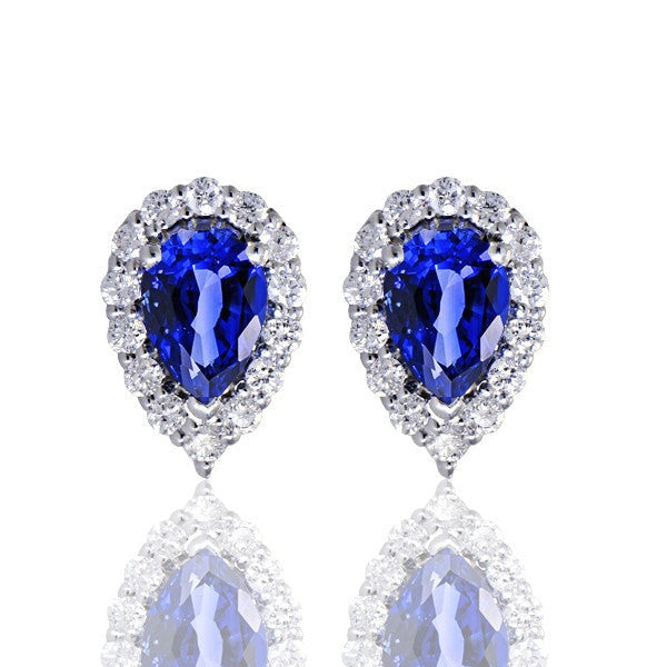 "EARR01242" Pear Cut Sapphire Diamond Earrings