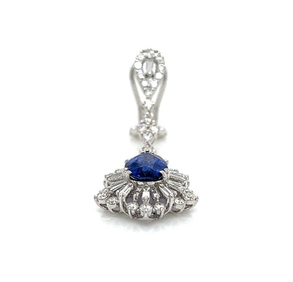 4.38 Total Carat Sapphire with Baguette and Round Diamond Earrings in 18K White Gold