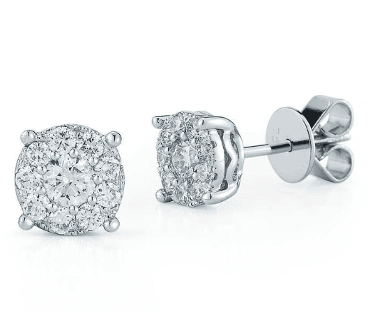 "EARR01357" Diamond Halo Stud Halo Earrings
