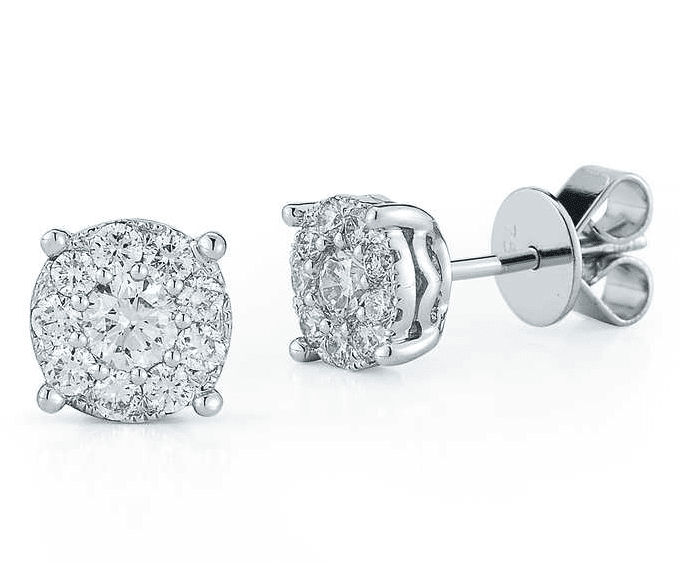 "EARR01357" Diamond Halo Stud Halo Earrings