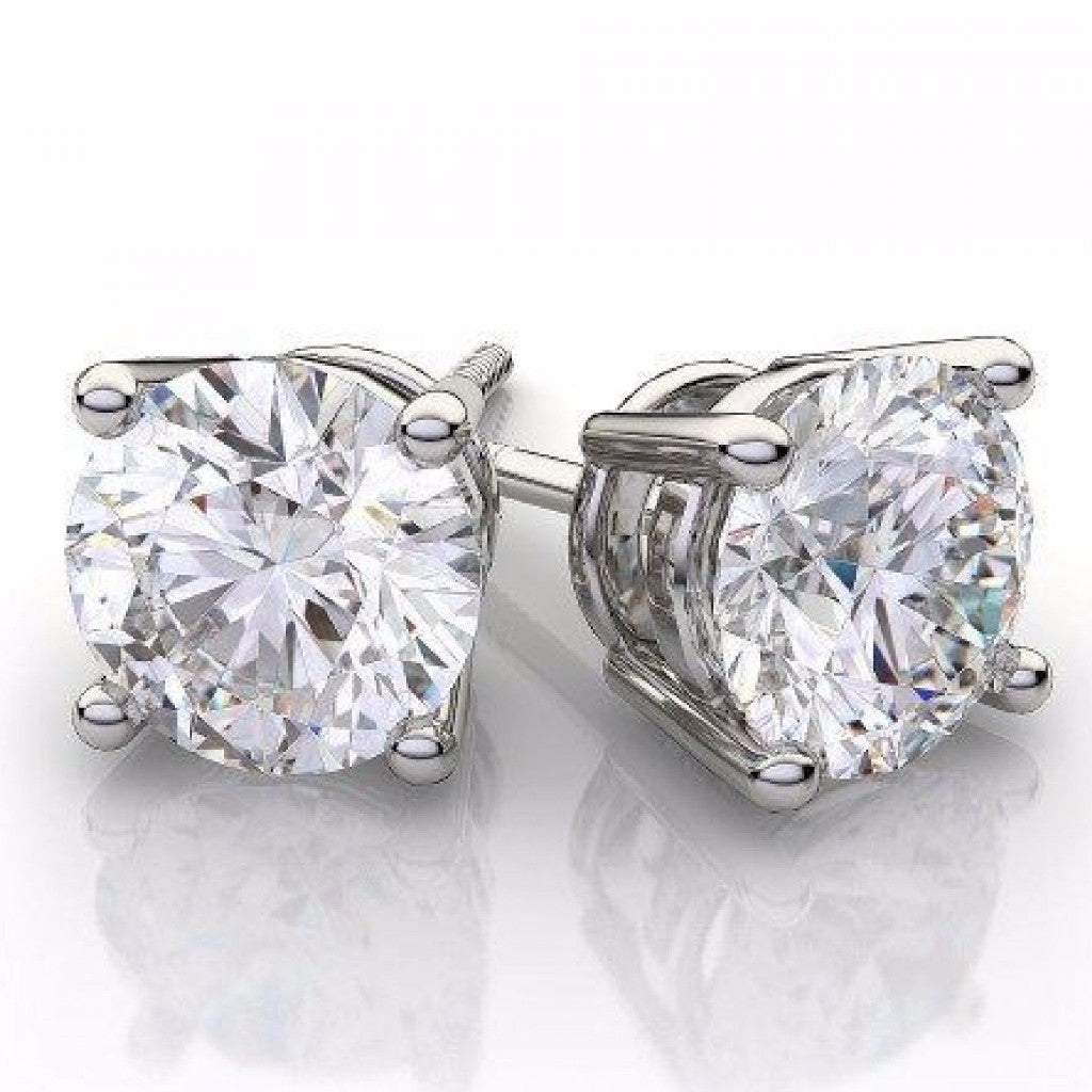 "EARR01360" Diamond Stud Earrings Round Cut Push Backings