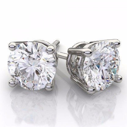 "EARR01360" Diamond Stud Earrings Round Cut Push Backings