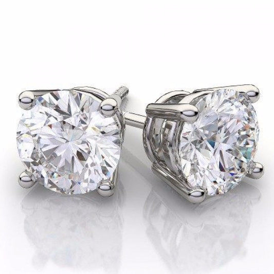 "EARR01360" Diamond Stud Earrings Round Cut Push Backings