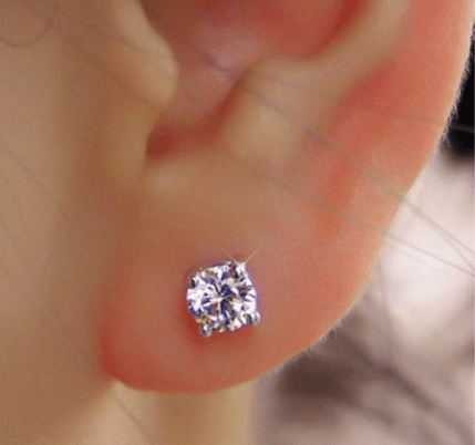 "EARR01360" Round Diamond Stud Earrings With Push Backings