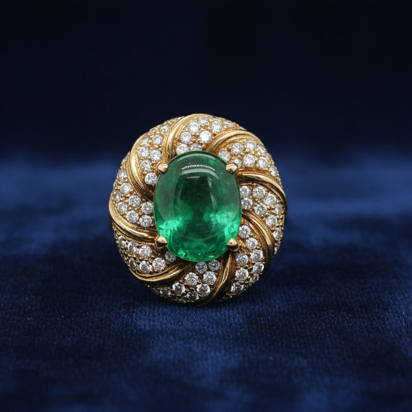10.7 Total Carat 18K Yellow Gold Diamond & Colombian Emerald Earrings