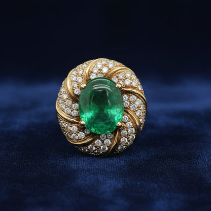10.7 Total Carat 18K Yellow Gold Diamond & Colombian Emerald Earrings