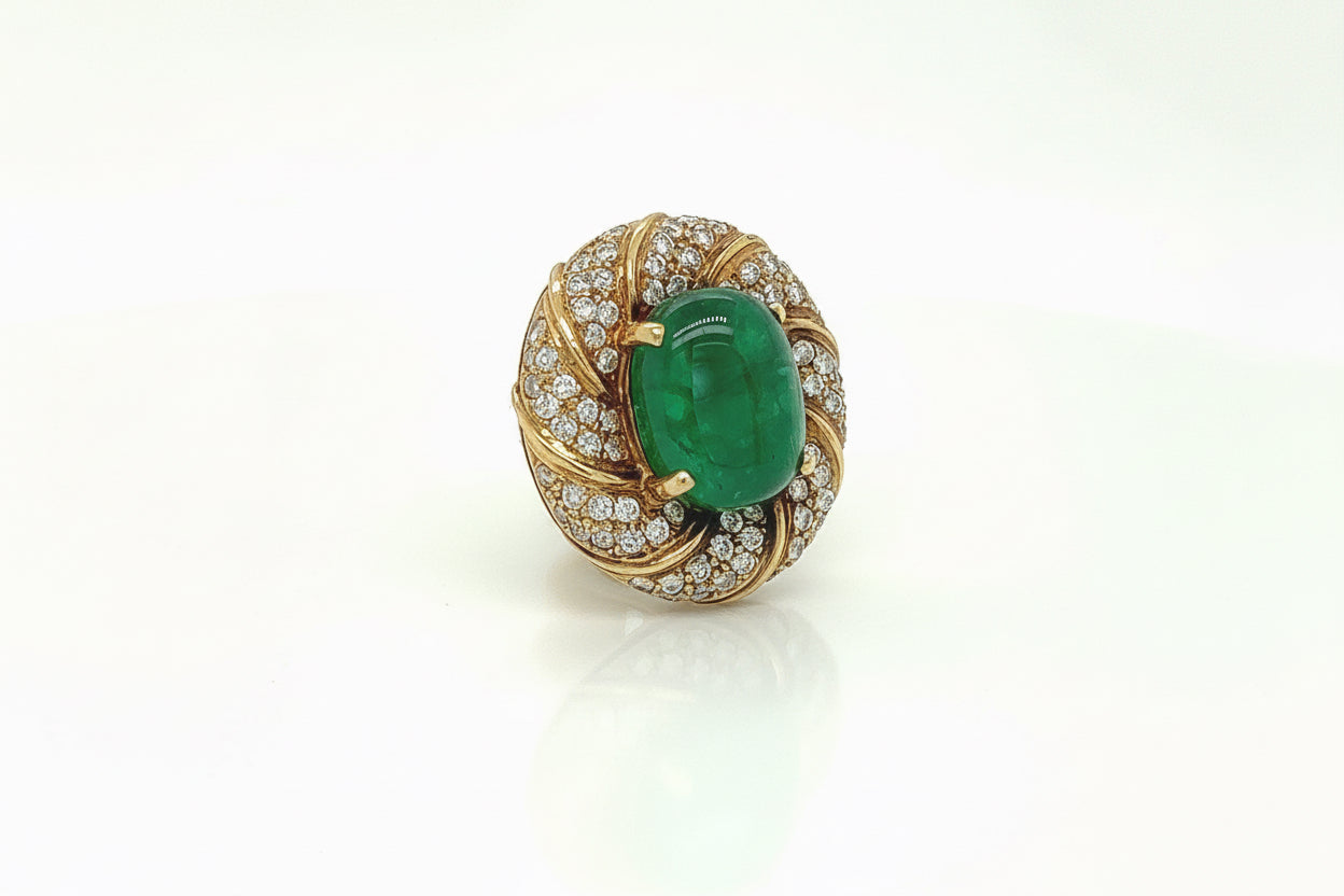 10.7 Total Carat 18K Yellow Gold Diamond & Colombian Emerald Earrings
