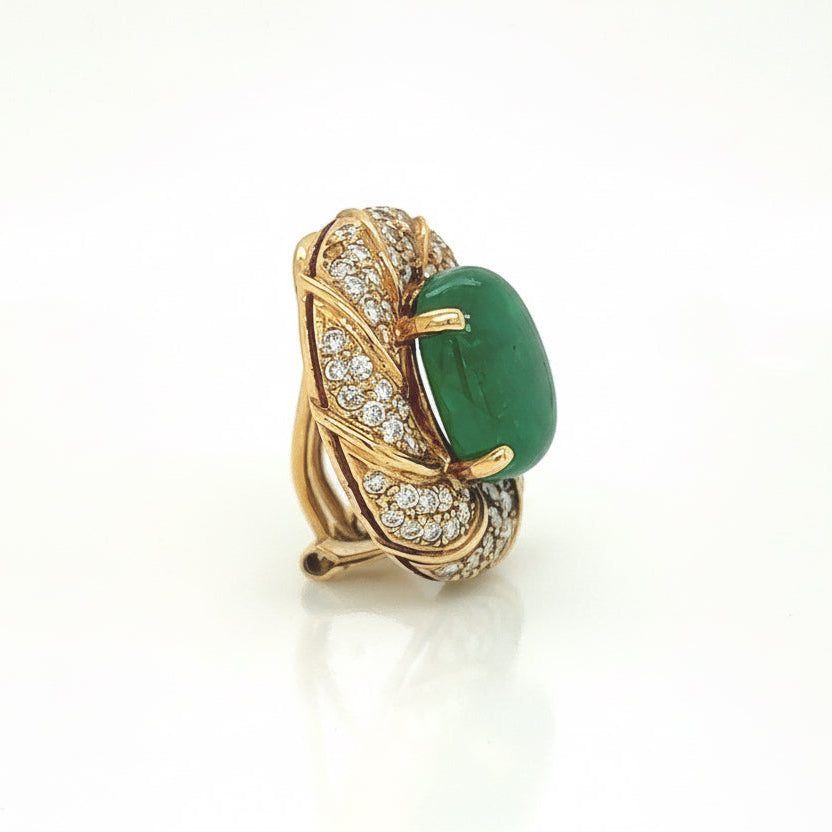 10.7 Total Carat 18K Yellow Gold Diamond & Colombian Emerald Earrings