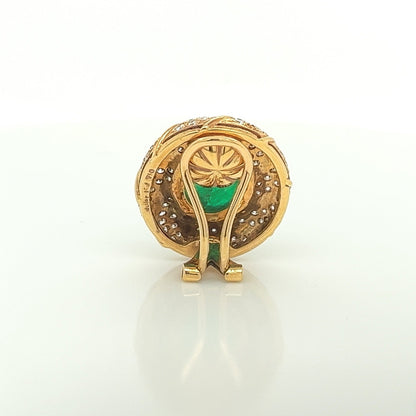 10.7 Total Carat 18K Yellow Gold Diamond & Colombian Emerald Earrings