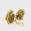 11.55 Total Carat Lucky Clover 18K Yellow Gold Diamond & Colombian Green Emerald Earrings