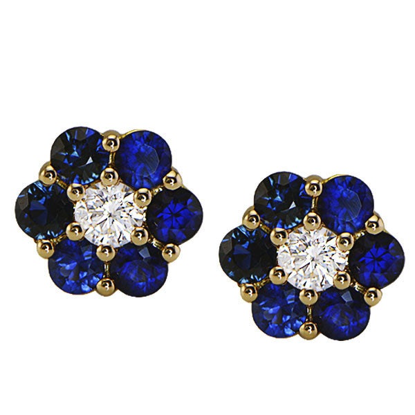 "EARR03351" Ladies Diamond Studs with Sapphire EARR03351