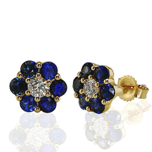 "EARR03351" Ladies Diamond Studs with Sapphire EARR03351