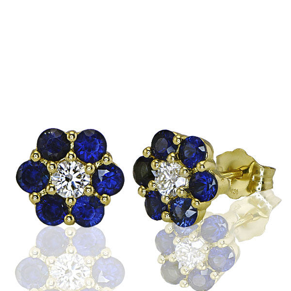 "EARR03352" Yellow Gold Sapphire & Diamond Earrings