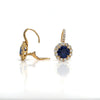 6.23 Total Carat Blue Sapphire and Diamond Halo Pave Earrings in 18K Gold