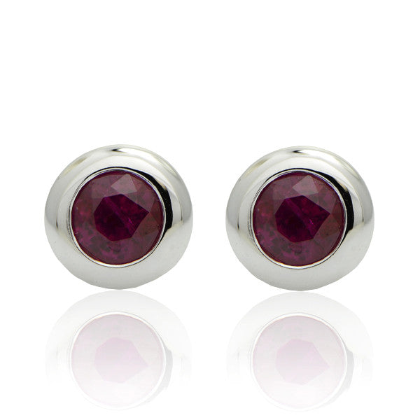 "EARR03366 " 18K White Gold and Ruby Stud Earrings