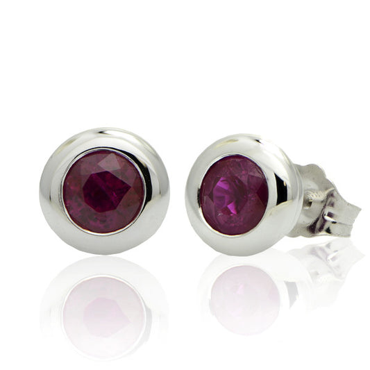 "EARR03366 " 18K White Gold and Ruby Stud Earrings