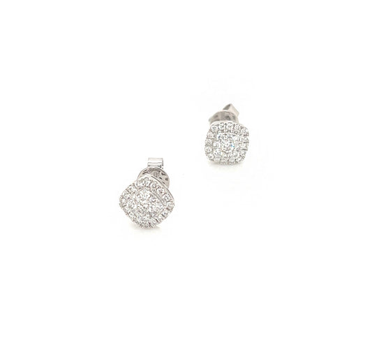 0.42 Carat Cluster Diamond Earrings in White Gold