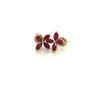2.05 Total Carat Ruby Flower Motif Pushback Earrings in 14K Yellow Gold