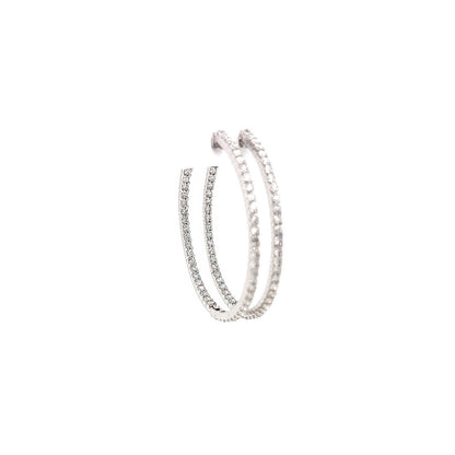 2.65 Total Carat Ladies Pave-Set Hoop Earrings in White Gold