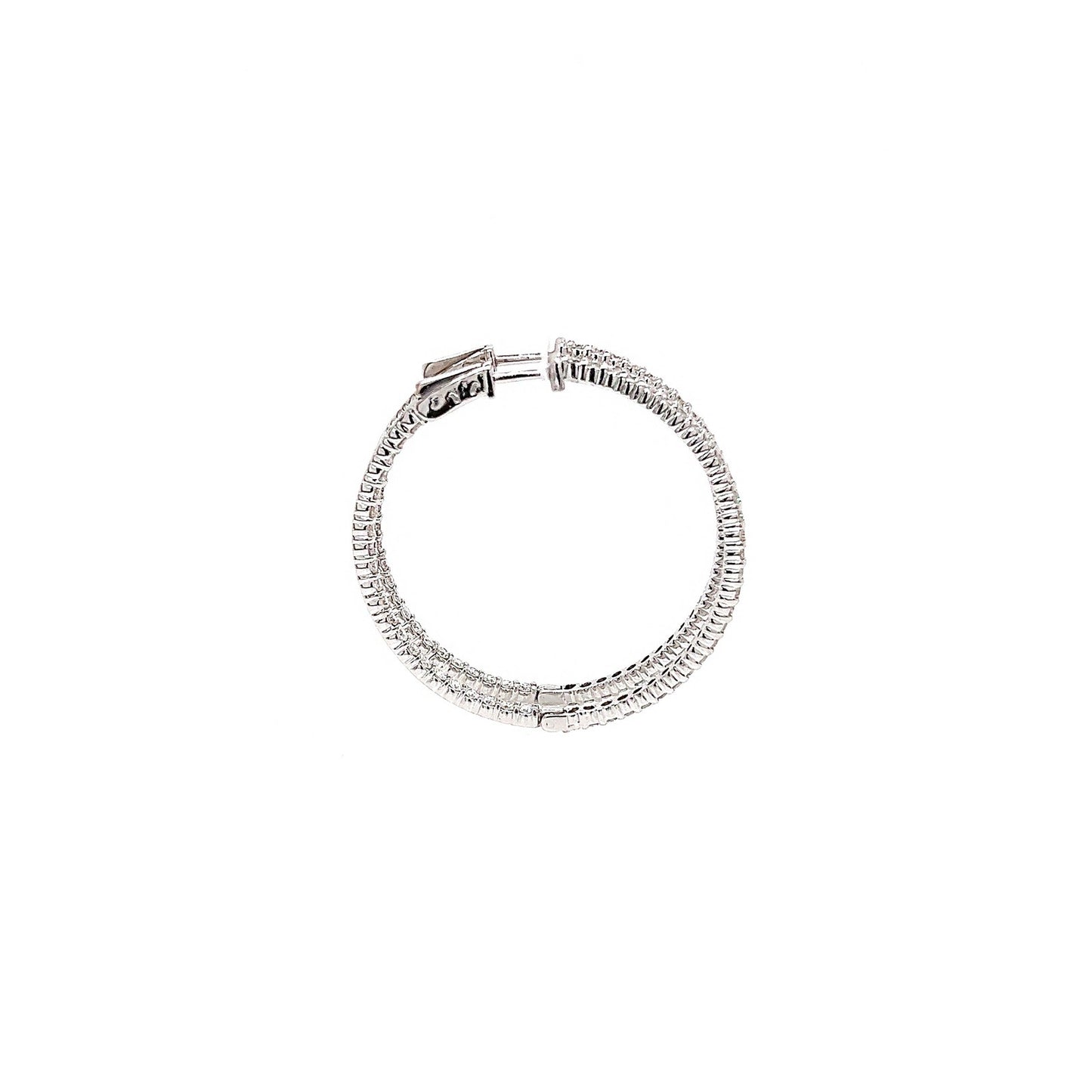 2.65 Total Carat Ladies Pave-Set Hoop Earrings in White Gold