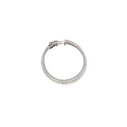 2.65 Total Carat Ladies Pave-Set Hoop Earrings in White Gold