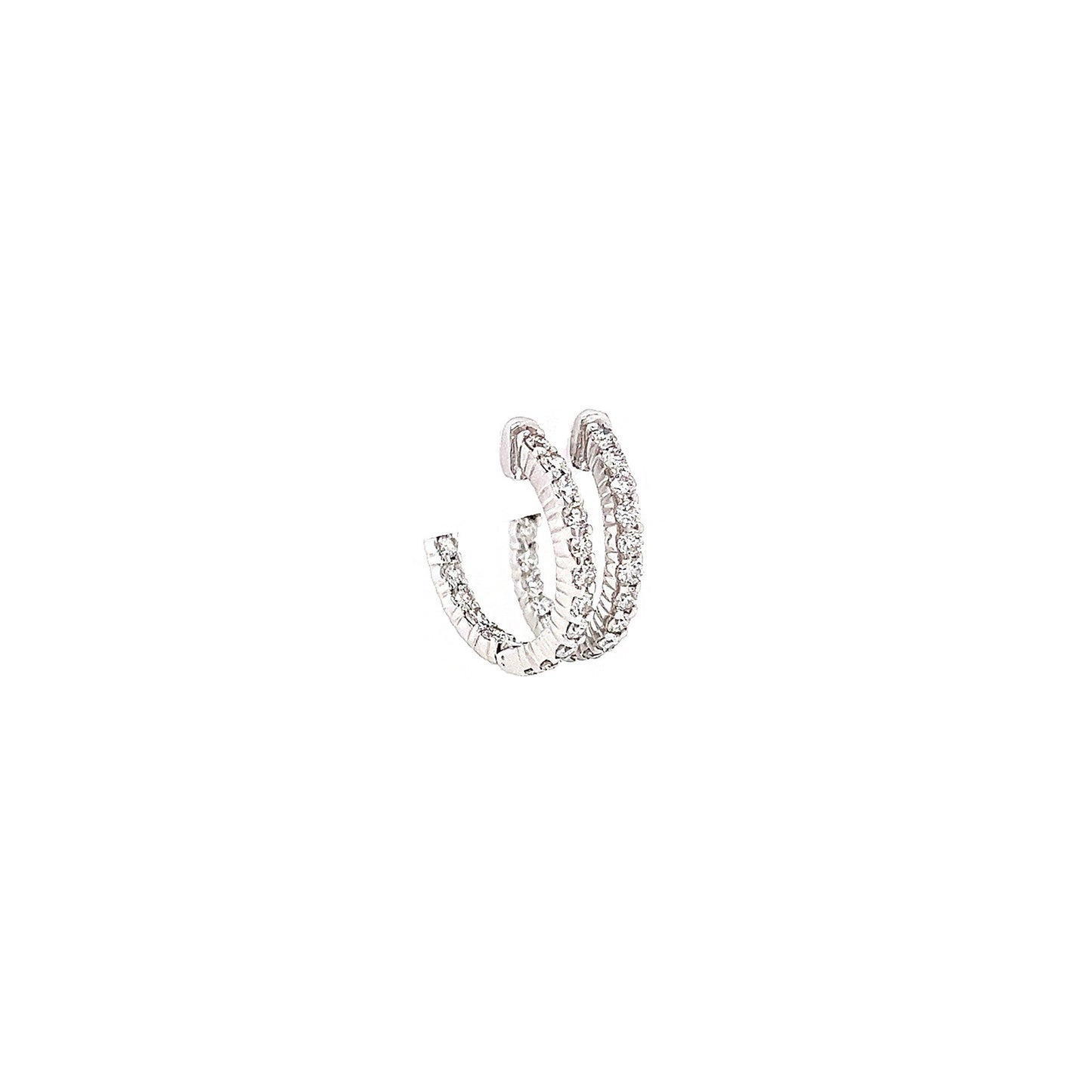 0.95 Carat Ladies Pave-Set Hoop Earrings in White Gold