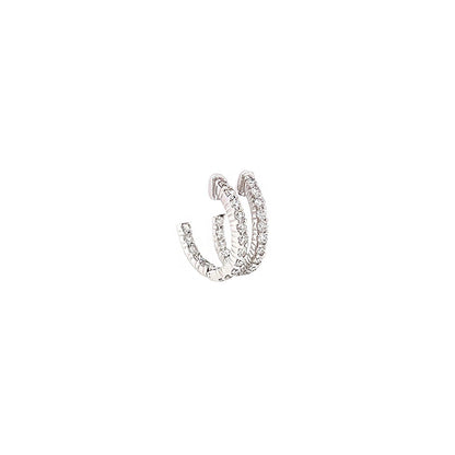 0.95 Carat Ladies Pave-Set Hoop Earrings in White Gold