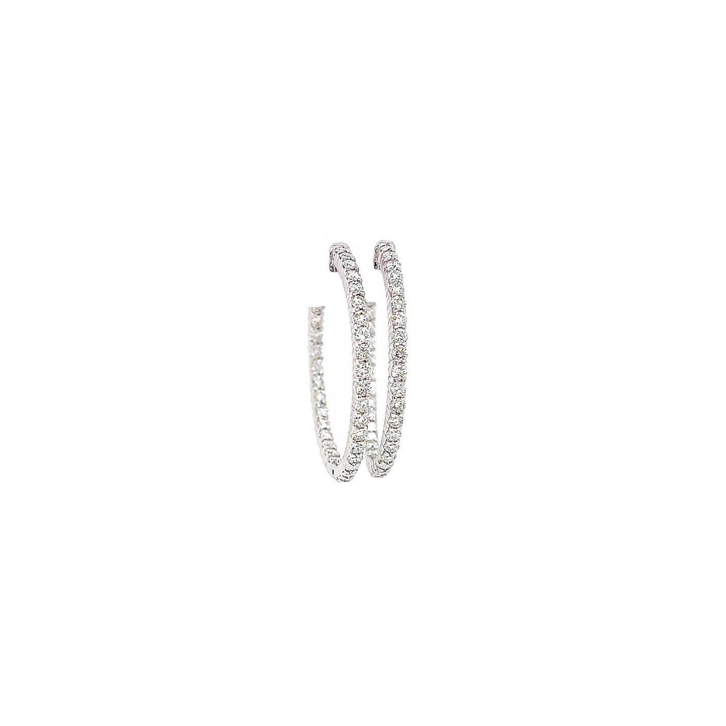 1.92 Carat Ladies Pave-Set Hoop Earrings in White Gold