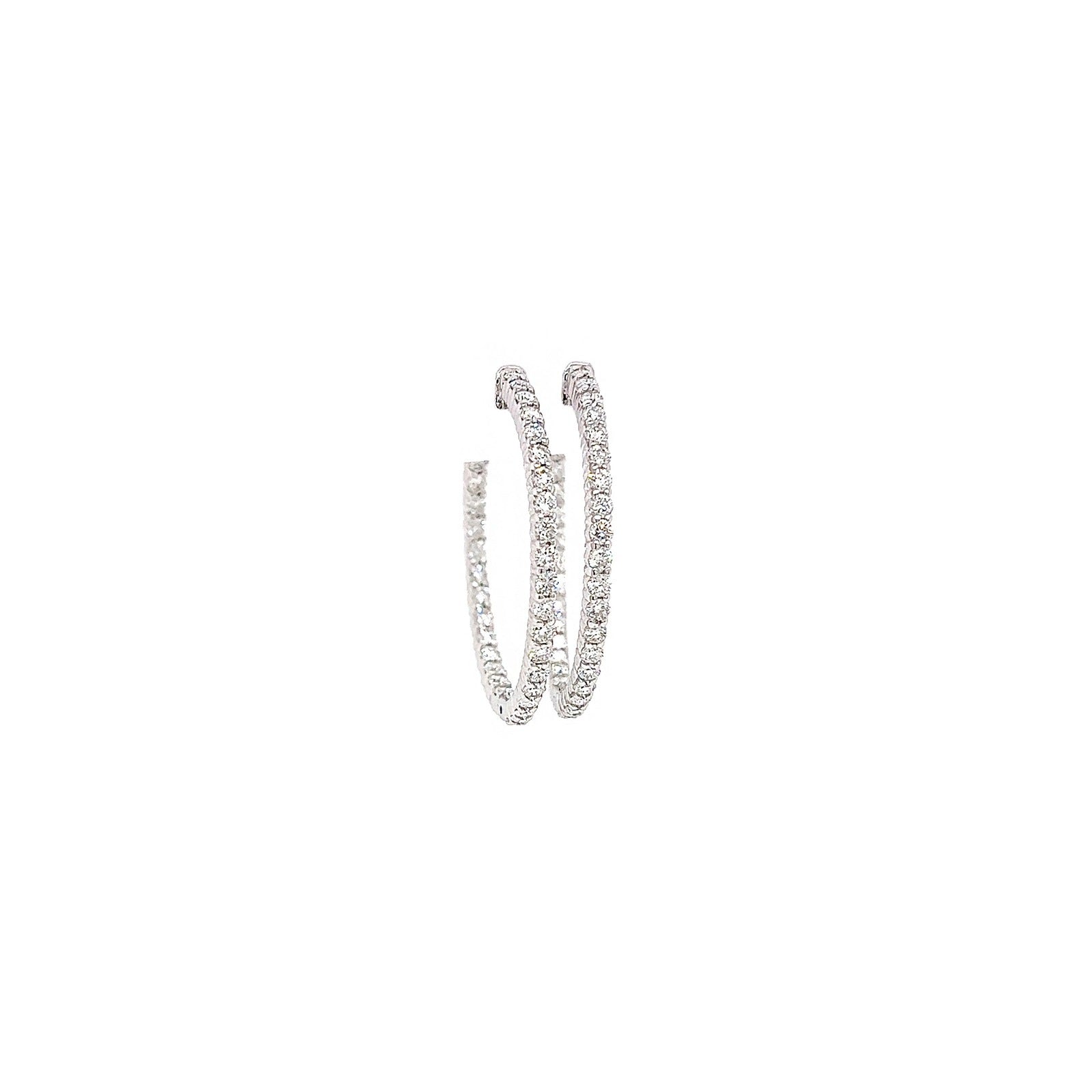 1.92 Carat Ladies Pave-Set Hoop Earrings in White Gold