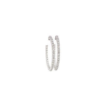 1.92 Carat Ladies Pave-Set Hoop Earrings in White Gold