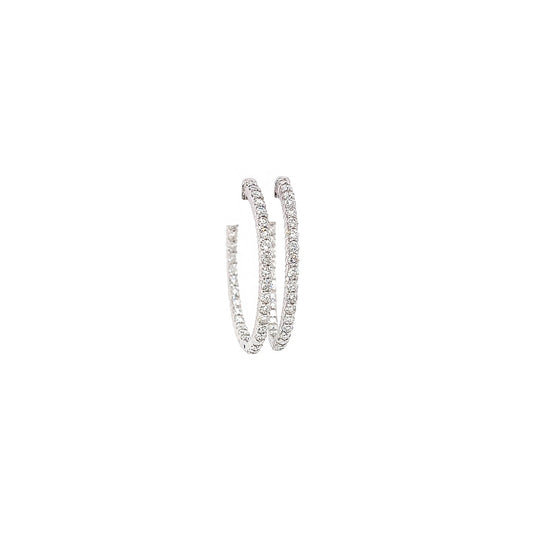 1.92 Carat Ladies Pave-Set Hoop Earrings in White Gold
