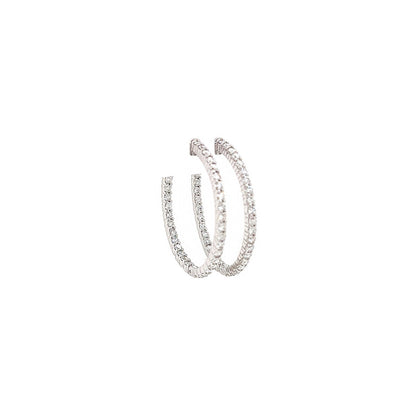 1.92 Carat Ladies Pave-Set Hoop Earrings in White Gold