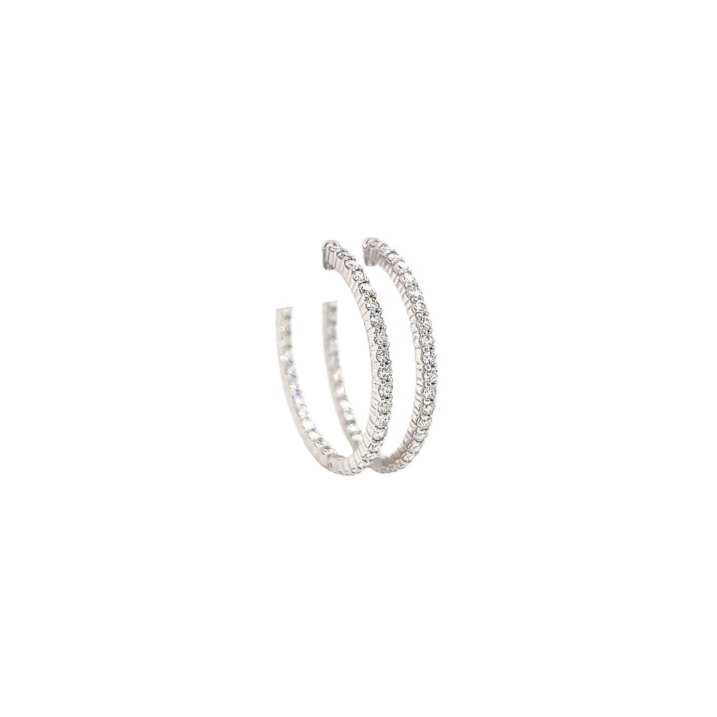 1.92 Carat Ladies Pave-Set Hoop Earrings in White Gold