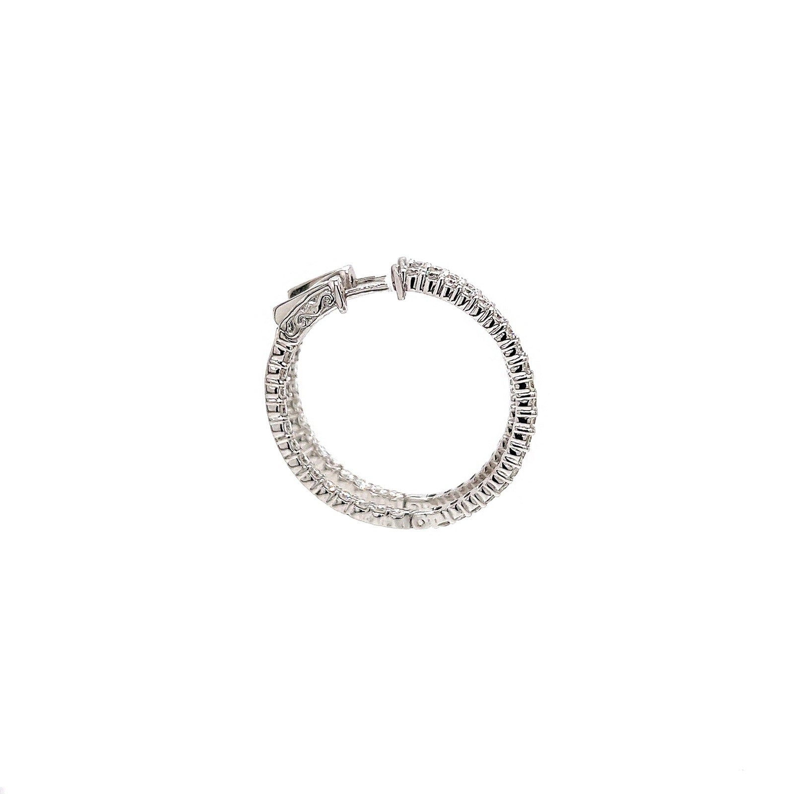 1.92 Carat Ladies Pave-Set Hoop Earrings in White Gold
